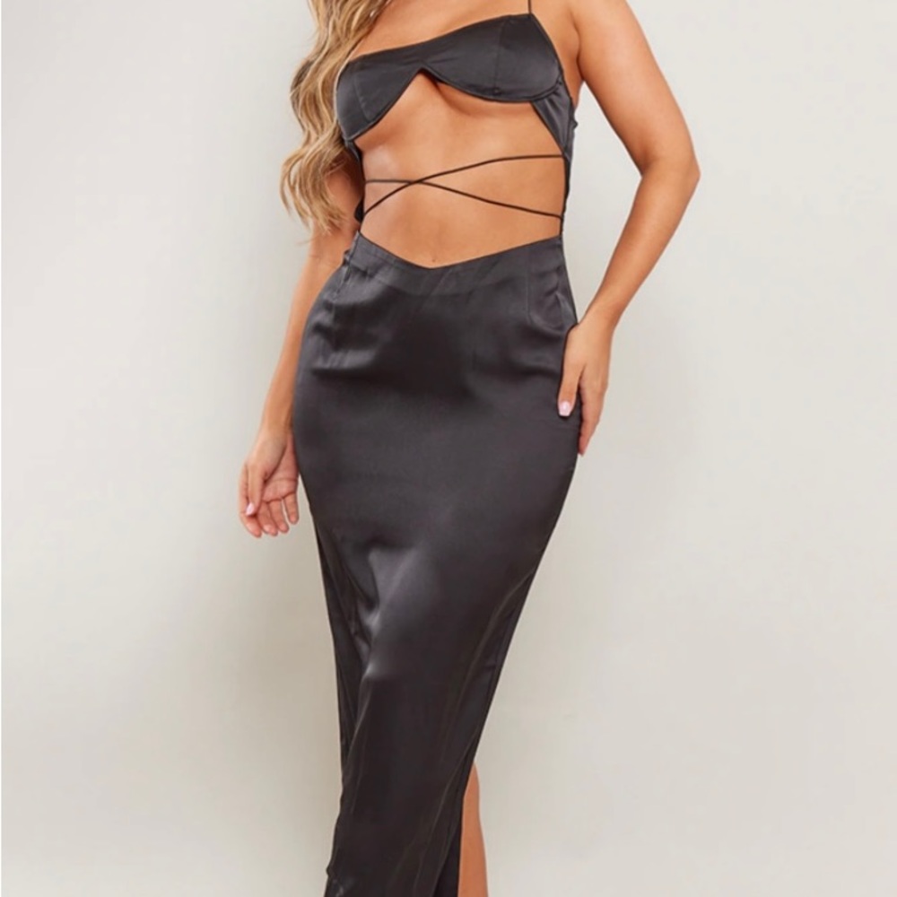 Pretty little thing black midi dress